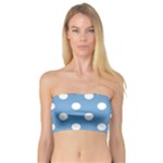 Polka Dots - White on Iceberg Blue Bandeau Top