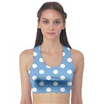 Polka Dots - White on Iceberg Blue Women s Sports Bra