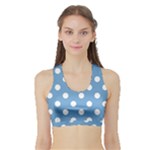 Polka Dots - White on Iceberg Blue Women s Sports Bra with Border