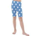 Polka Dots - White on Iceberg Blue Kid s Mid Length Swim Shorts