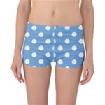 Polka Dots - White on Iceberg Blue Reversible Boyleg Bikini Bottoms