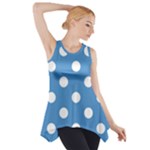 Polka Dots - White on Steel Blue Side Drop Tank Tunic