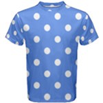 Polka Dots - White on Cornflower Blue Men s Cotton Tee