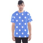 Polka Dots - White on Cornflower Blue Men s Sport Mesh Tee