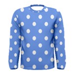 Polka Dots - White on Cornflower Blue Men s Long Sleeve T-shirt