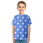 Polka Dots - White on Cornflower Blue Kid s Sport Mesh Tee