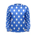 Polka Dots - White on Cornflower Blue Women s Sweatshirt