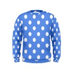 Polka Dots - White on Cornflower Blue Kid s Sweatshirt