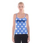 Polka Dots - White on Cornflower Blue Spaghetti Strap Top