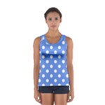 Polka Dots - White on Cornflower Blue Women s Sport Tank Top