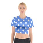 Polka Dots - White on Cornflower Blue Cotton Crop Top