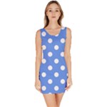 Polka Dots - White on Cornflower Blue Bodycon Dress