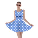 Polka Dots - White on Cornflower Blue Skater Dress