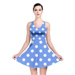 Polka Dots - White on Cornflower Blue Reversible Skater Dress