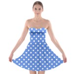 Polka Dots - White on Cornflower Blue Strapless Bra Top Dress