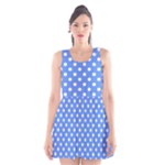 Polka Dots - White on Cornflower Blue Scoop Neck Skater Dress