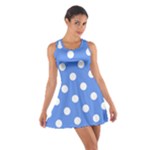 Polka Dots - White on Cornflower Blue Cotton Racerback Dress