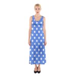 Polka Dots - White on Cornflower Blue Full Print Maxi Dress