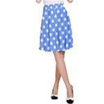 Polka Dots - White on Cornflower Blue A-Line Skirt