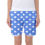 Polka Dots - White on Cornflower Blue Women s Basketball Shorts