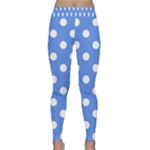 Polka Dots - White on Cornflower Blue Yoga Leggings