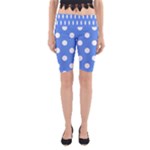 Polka Dots - White on Cornflower Blue Yoga Cropped Leggings