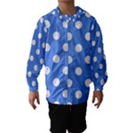 Polka Dots - White on Cornflower Blue Hooded Wind Breaker (Kids)