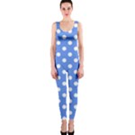 Polka Dots - White on Cornflower Blue OnePiece Catsuit