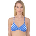 Polka Dots - White on Cornflower Blue Reversible Tri Bikini Top