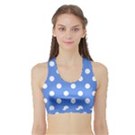 Polka Dots - White on Cornflower Blue Women s Sports Bra with Border