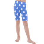 Polka Dots - White on Cornflower Blue Kid s Mid Length Swim Shorts