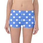 Polka Dots - White on Cornflower Blue Boyleg Bikini Bottoms