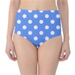 Polka Dots - White on Cornflower Blue High-Waist Bikini Bottoms