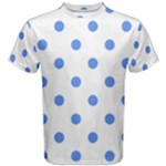 Polka Dots - Cornflower Blue on White Men s Cotton Tee