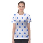 Polka Dots - Cornflower Blue on White Women s Sport Mesh Tee