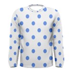 Polka Dots - Cornflower Blue on White Men s Long Sleeve T-shirt