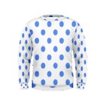 Polka Dots - Cornflower Blue on White Kid s Sweatshirt