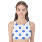 Polka Dots - Cornflower Blue on White Tank Bikini Top