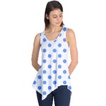 Polka Dots - Cornflower Blue on White Sleeveless Tunic