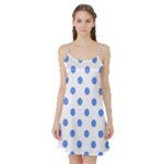 Polka Dots - Cornflower Blue on White Satin Night Slip