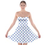 Polka Dots - Cornflower Blue on White Strapless Bra Top Dress