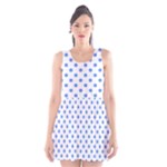 Polka Dots - Cornflower Blue on White Scoop Neck Skater Dress