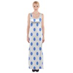 Polka Dots - Cornflower Blue on White Maxi Thigh Split Dress