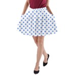 Polka Dots - Cornflower Blue on White A-Line Pocket Skirt