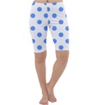 Polka Dots - Cornflower Blue on White Cropped Leggings