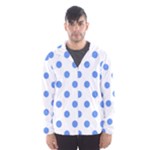 Polka Dots - Cornflower Blue on White Hooded Wind Breaker (Men)