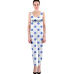 Polka Dots - Cornflower Blue on White OnePiece Catsuit