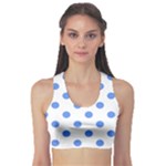 Polka Dots - Cornflower Blue on White Women s Sports Bra