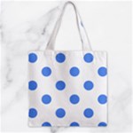 Polka Dots - Cornflower Blue on White Zipper Grocery Tote Bag