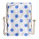 Polka Dots - Cornflower Blue on White Drawstring Bag (Large)